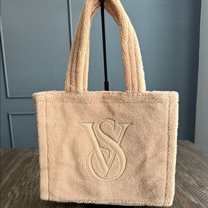 Victoria's Secret Embossed tan Sherpa Tote Bag
